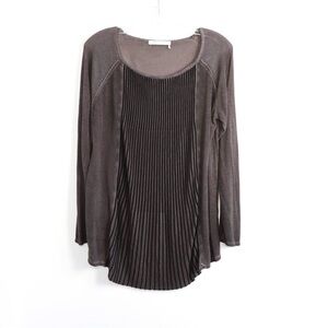 Monari knit top pleated front stretch linen luxury tunic sweater longline Italy